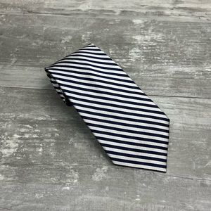 Lauren Ralph Lauren Navy & Silver Repp Stripe Silk Tie